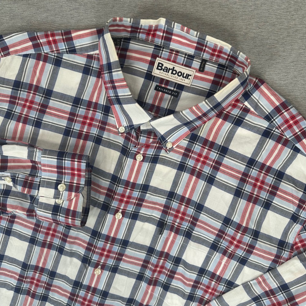 Barbour Shirt Mens XL Plaid Highland 6 Tailored Fit Long Sleeve Button Down